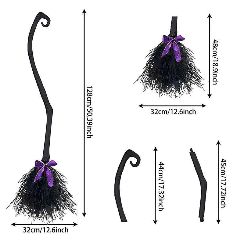 Halloween Witch Broom Decorations Magic Plastic Scary Prop Cosplay Party