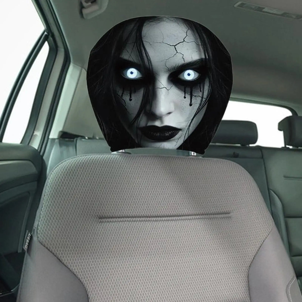 2pcs Scary Headrest Cover Halloween Decoration Accessories Hilarious Car Cover