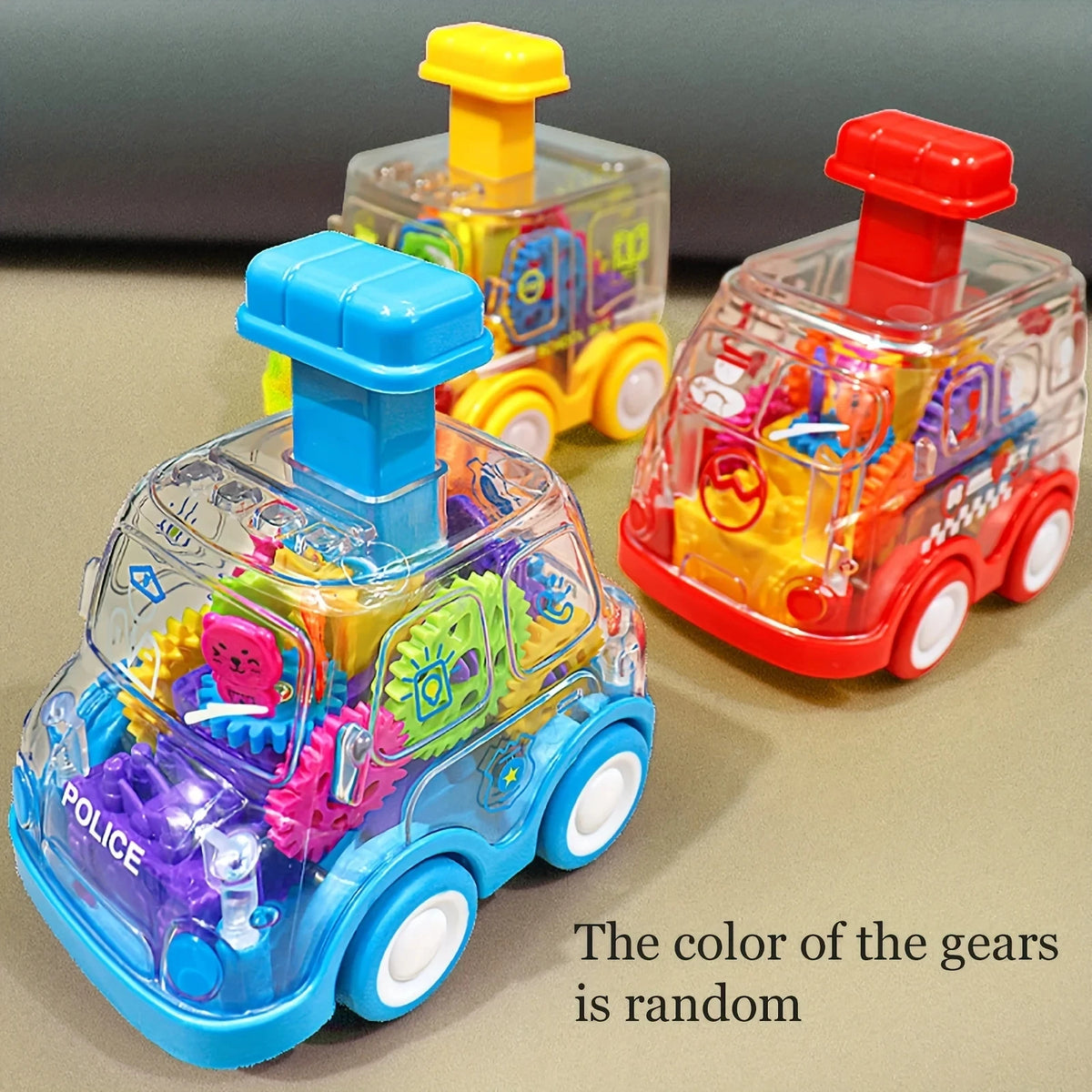 Transparent Gear Car Inertia Toy Press & Go
