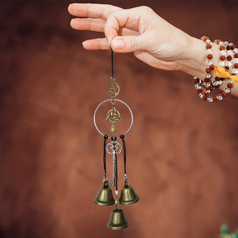 1pc Witch Bell Doorknob Hanging Decorative Wicker Wind Chime Home Decor