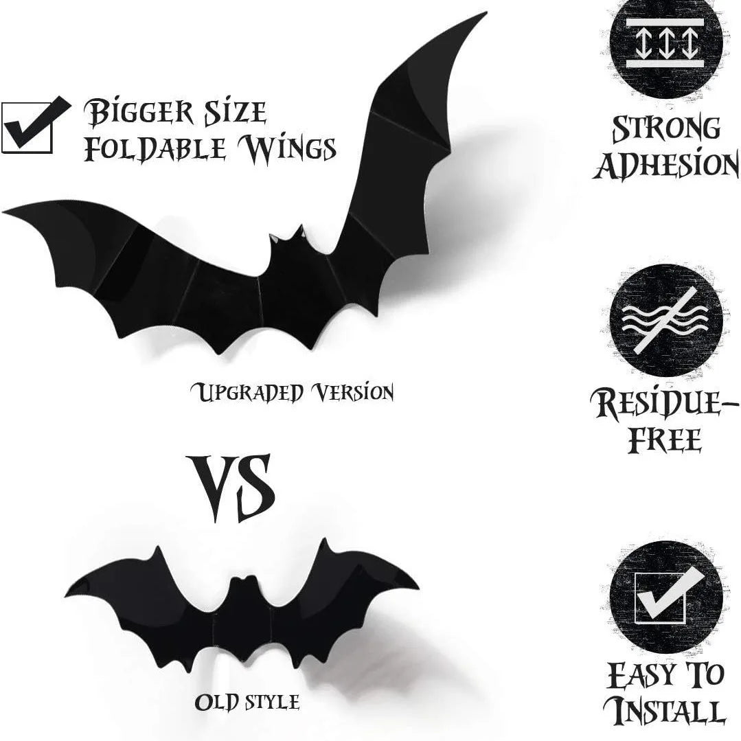 12pcs Halloween Decoration 3d Bat Wall Stickers Furniture Windows Yard Outdoor