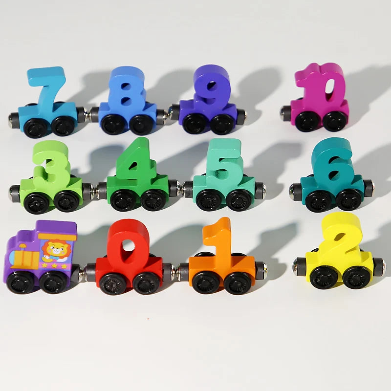 Magnetic Wooden Train Toys Colorful Educational