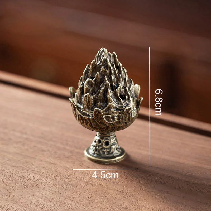 Vertical Incense Burner Mini Alloy Hollow Incense Holder Portable Tabletop Decor