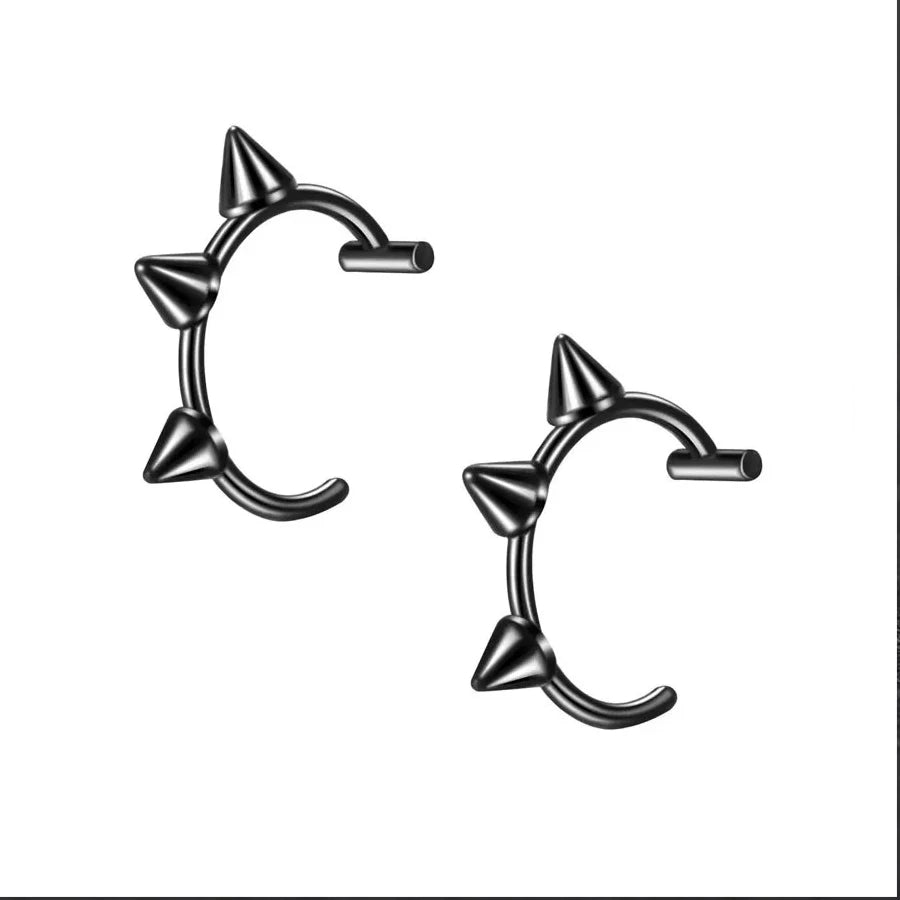 2PCS Trendy 10mm Stainless Steel Punk Clip on Fake Piercing Nose Wrap Lip