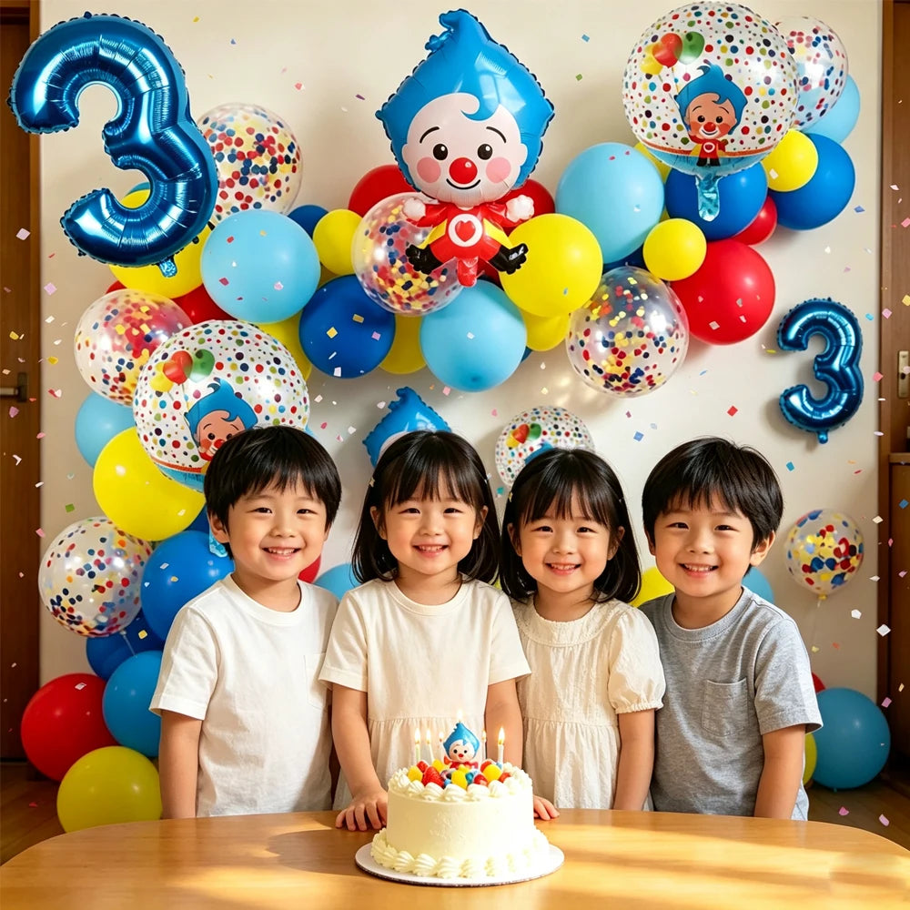 98pcs Set Cartoon Clown Arch Garland Kit Foil Number Balloons Latex Air Globos