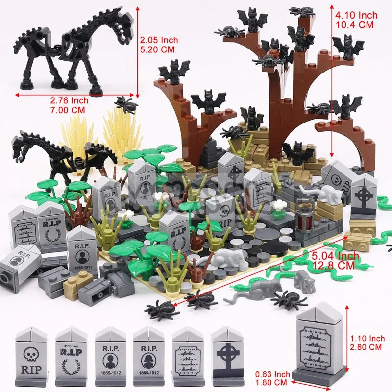 Halloween Building Blocks Set 99-265pcs Graveyard Grave Tombstone Construction
