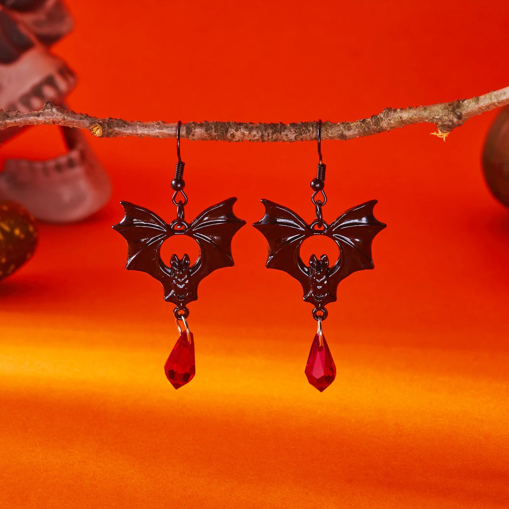 Gothic Vampire Bat Earrings Statement Jewelry