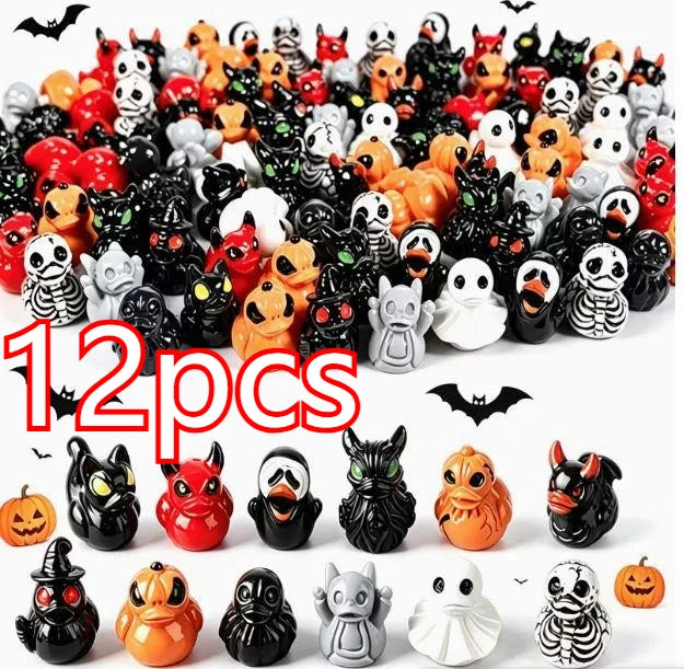 12Pcs Halloween Ducks Ghost Miniatures Set