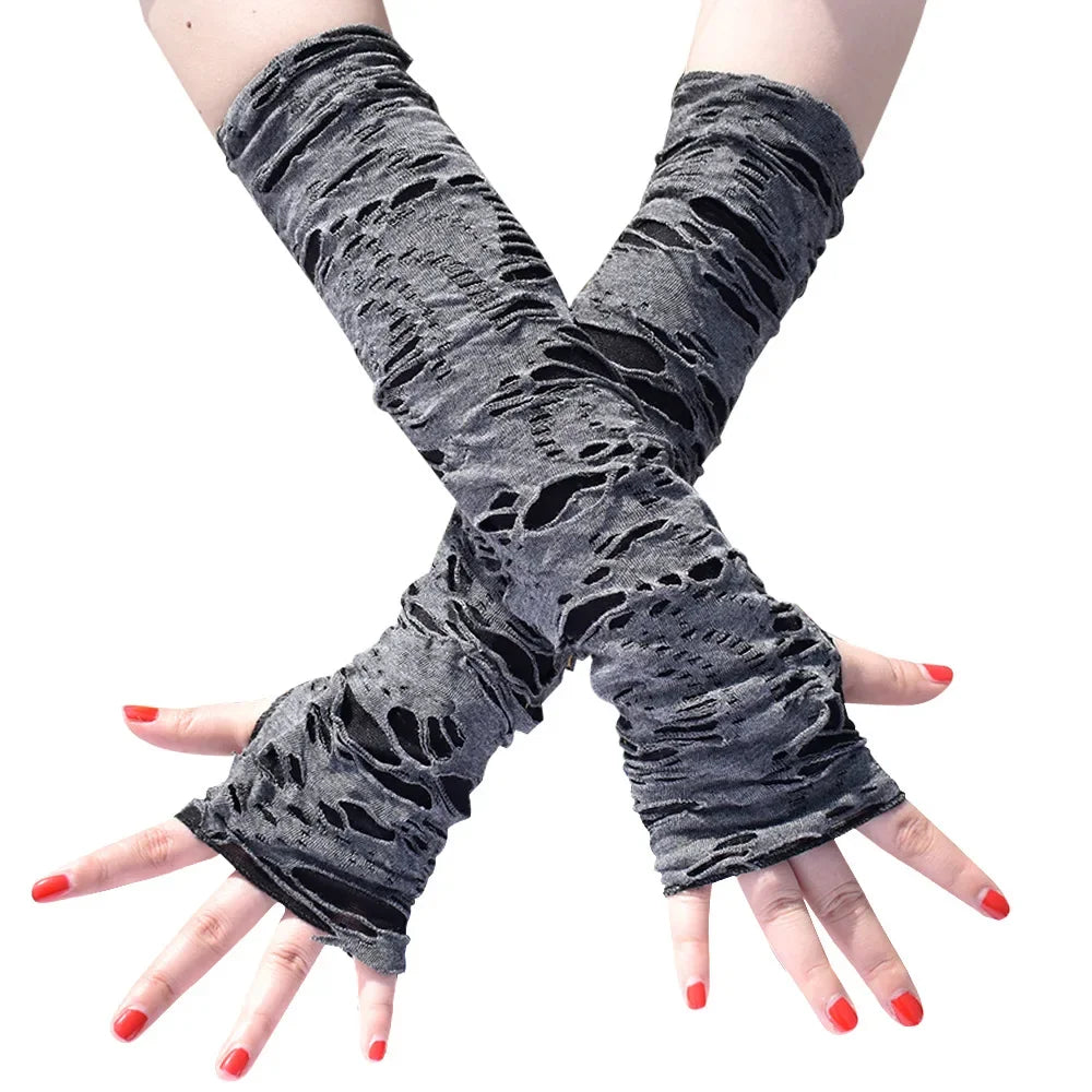 Casual Broken Slit Gloves Sexy Gothic Fingerless Halloween