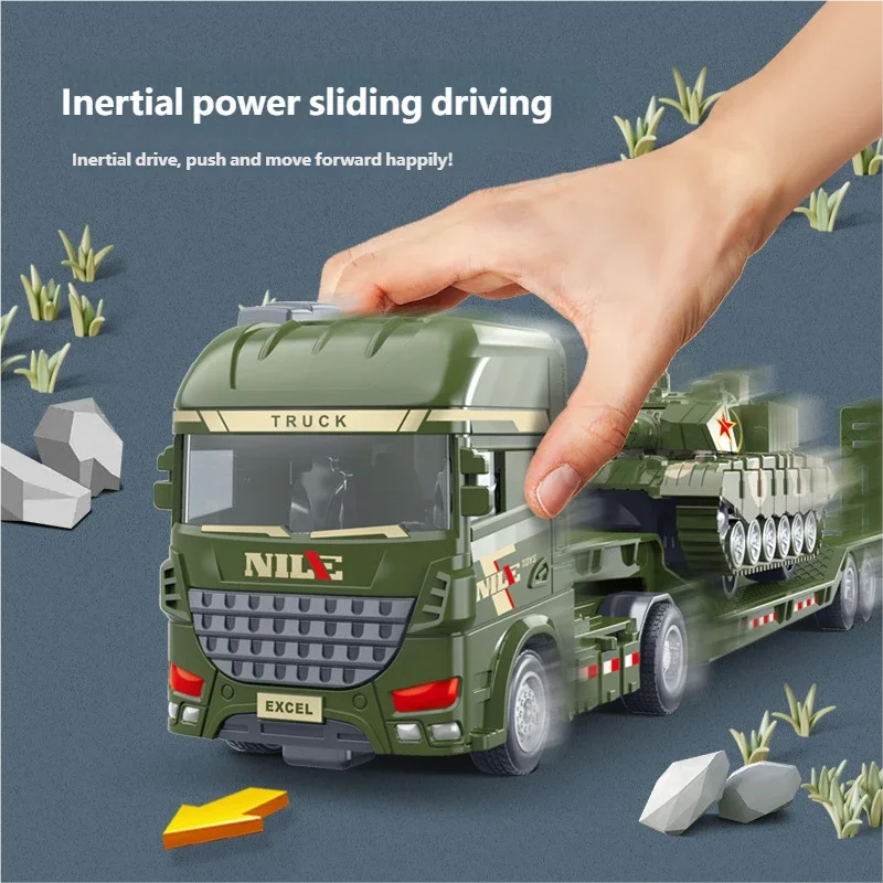Scale Simulation Container Engineering Car Set Inertial Excavator Transport