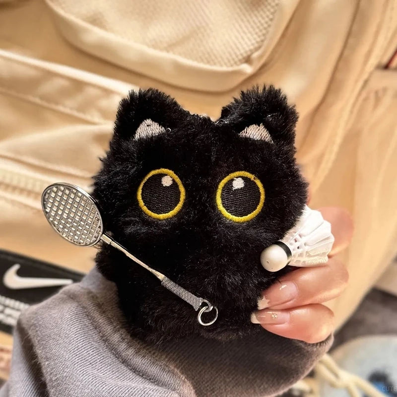 Cute Black Cat Plush Doll Backpack Keychain Pendant