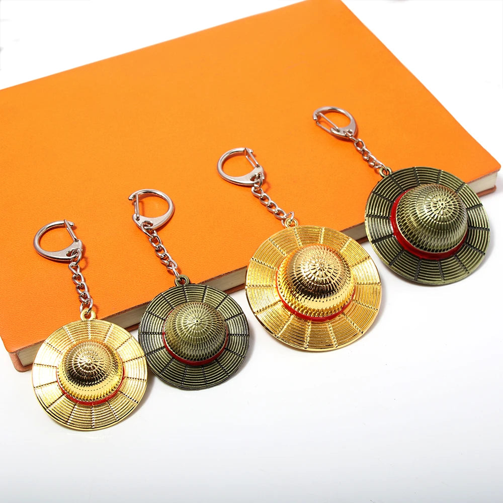 One Piece Luffy Straw Hat Keychain Rotatable Zoro Skull Metal Pendant