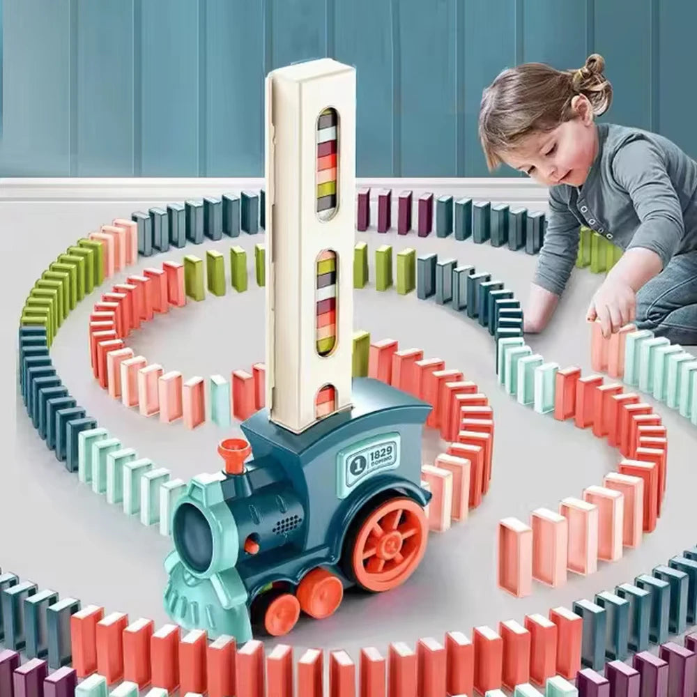 Domino Train Automatic Laying Electric Car Colorful