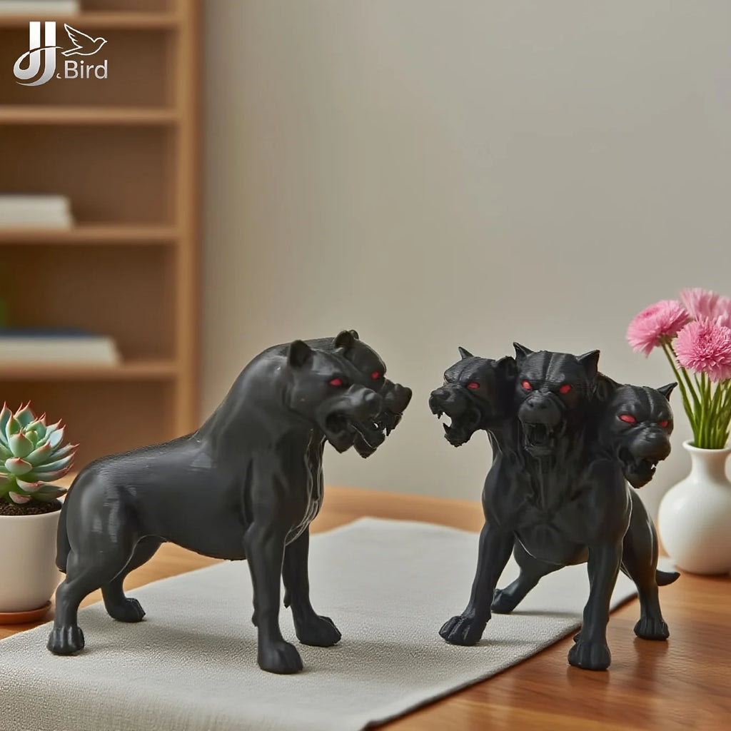 1Pcs Gothic three-headed dog statue ornaments Scary Black Design Halloween
