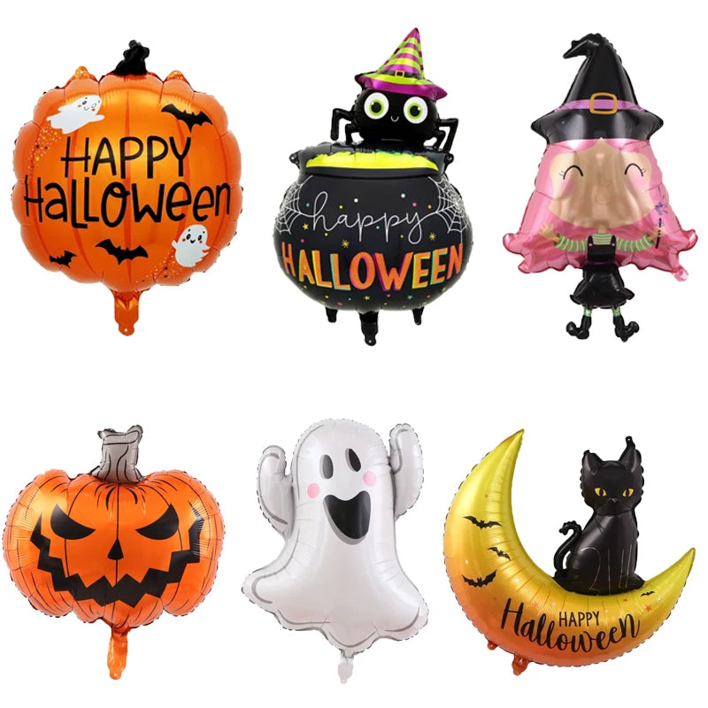 Halloween Pumpkin Ghost Balloons Decorations Spider Foil Balloons Inflatable