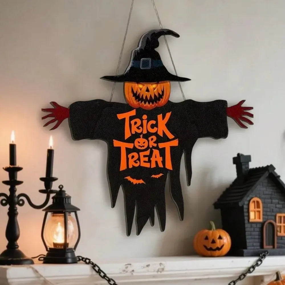 CIFBUY Halloween Trick-or-Treat Metal Sign Pumpkin