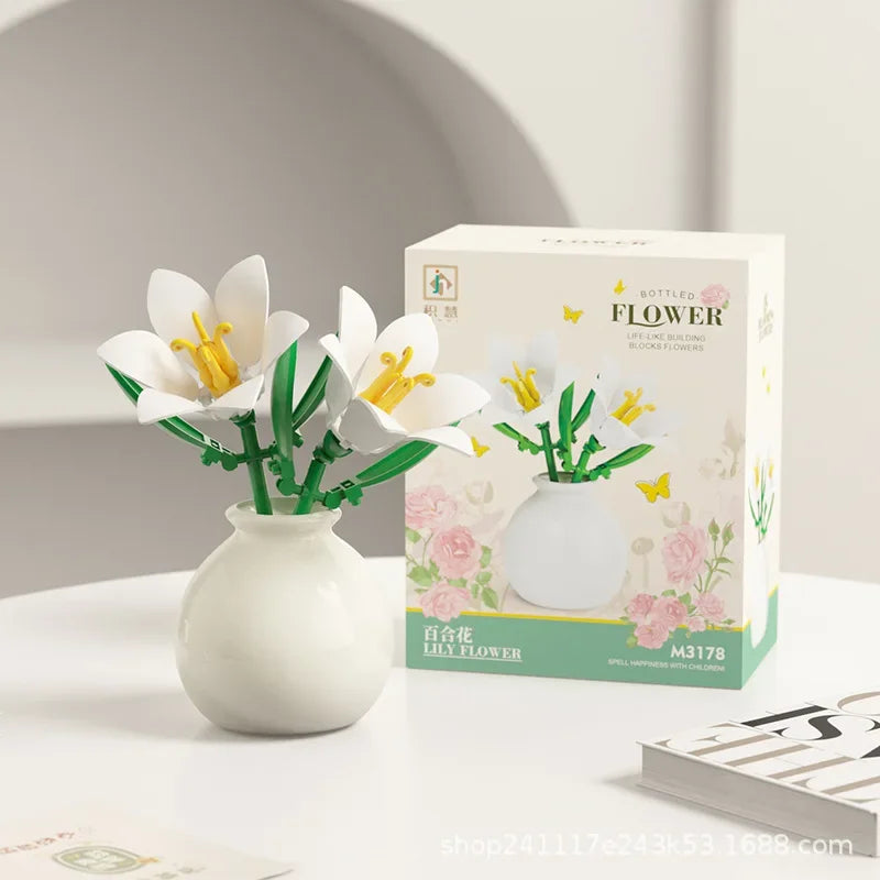 Flower Pot Plant Building Blocks Home Decoration