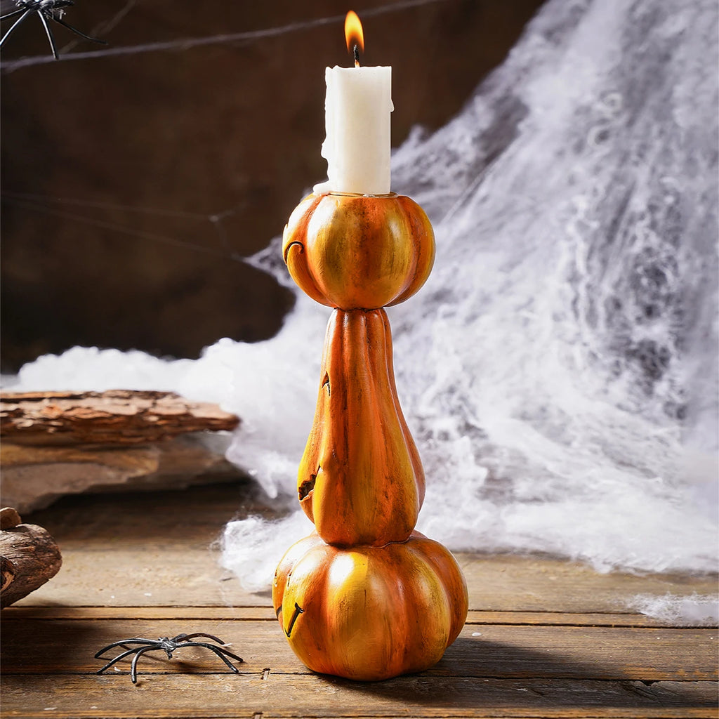 1PC Halloween Decor Retro Pumpkin Candlestick Resin