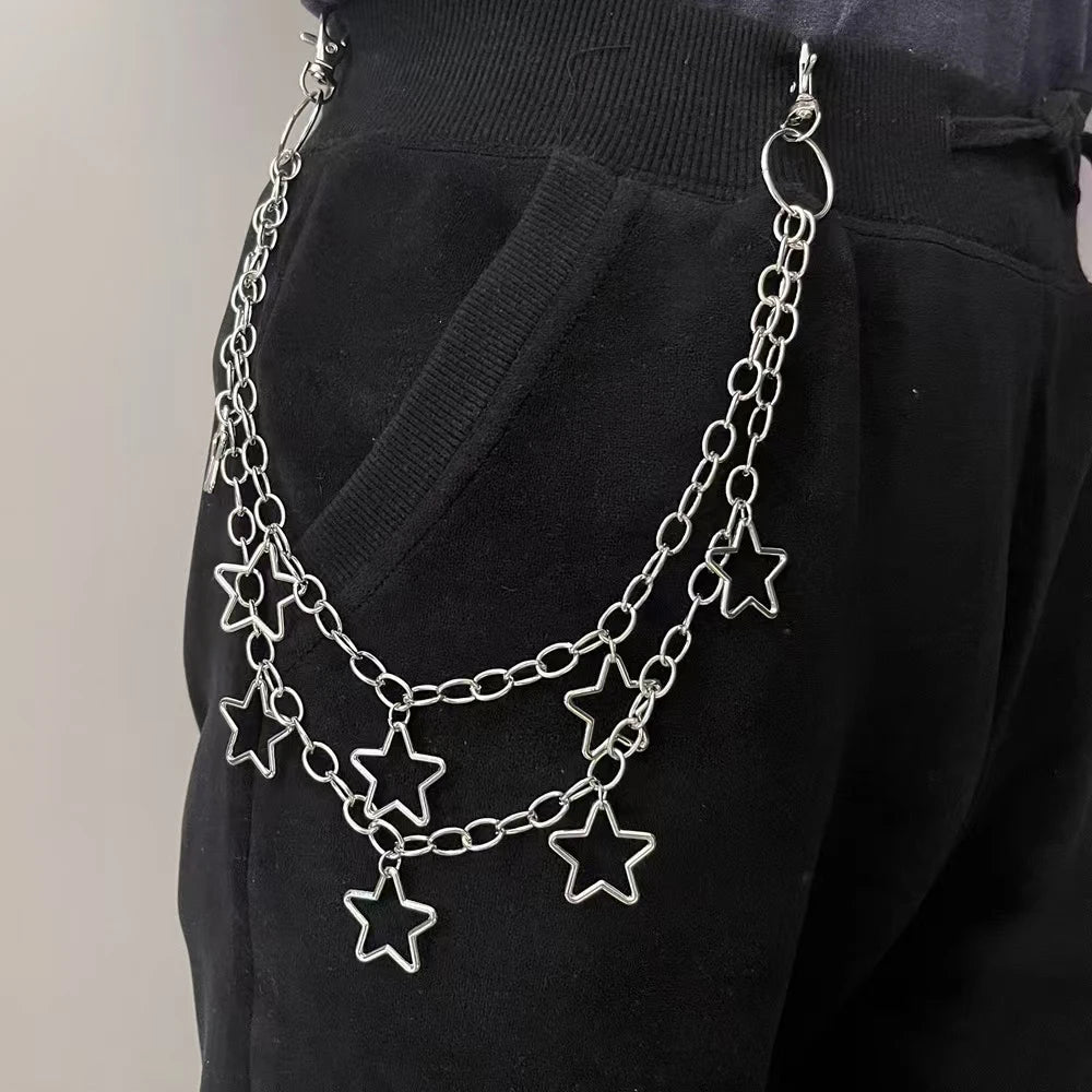 Punk Metal Crescent Geometric Bag Chain Hip Hop Hipster Cool Pants Chain