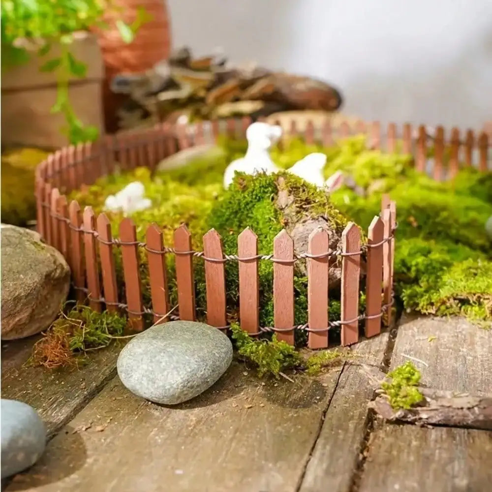 1PC Mini Wooden Fence Miniature Fence Fairy Garden Micro Landscape Ornaments