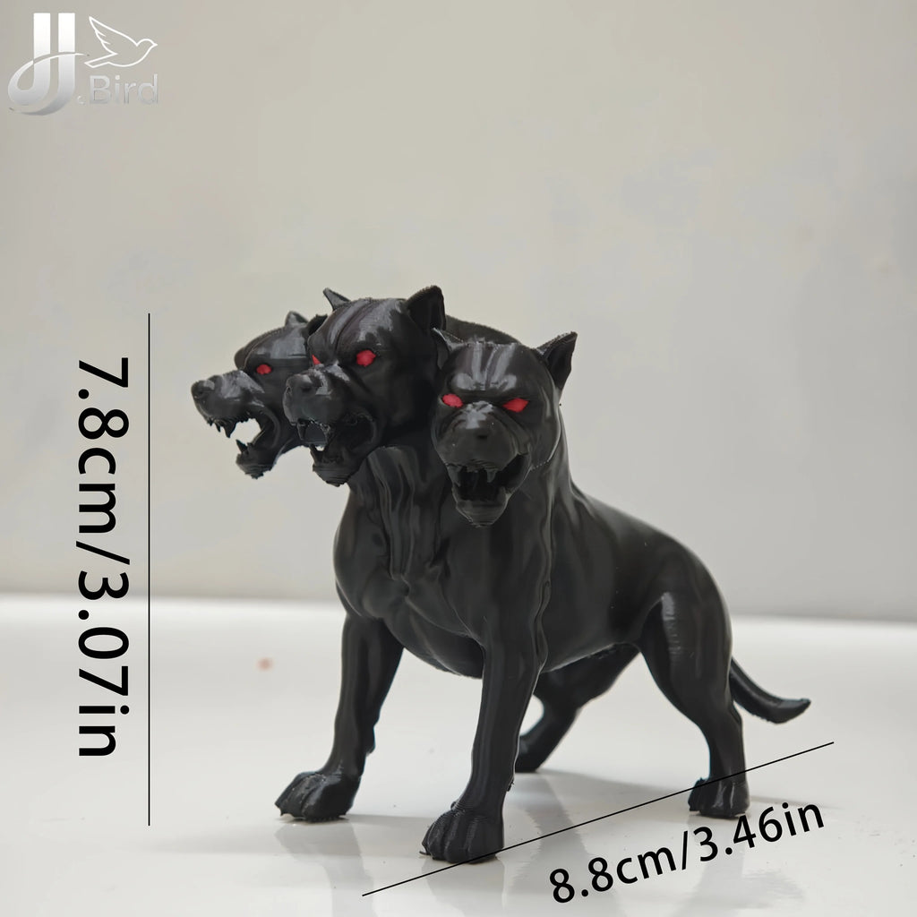 1Pcs Gothic three-headed dog statue ornaments Scary Black Design Halloween