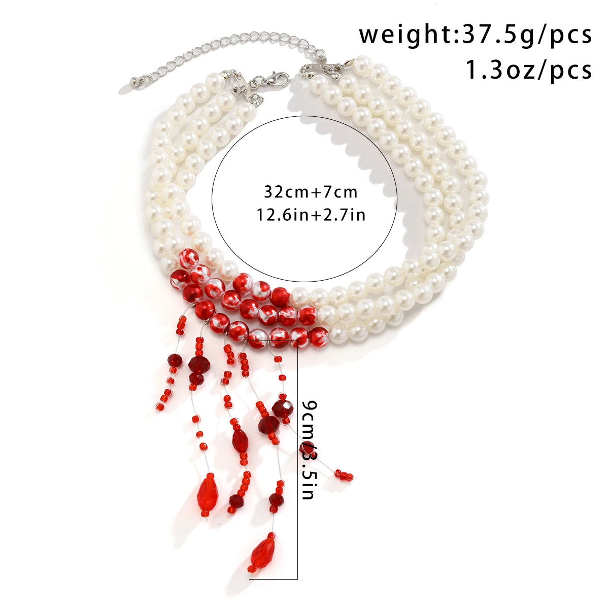 Multilayer Vintage Red Blood Pattern Tassel Necklace