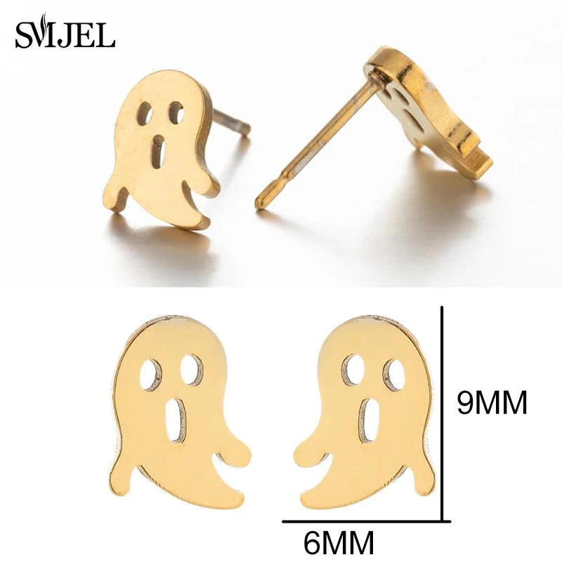 Punk Halloween Earring Black Stainless Steel Ghost