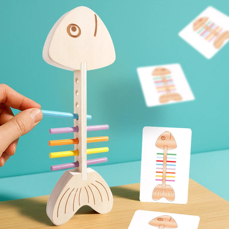 Montessori Color Matching Sensory Toys Wooden Balance Stick Fine Training Game