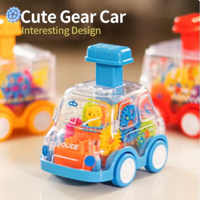 Transparent Gear Car Inertia Toy Press & Go