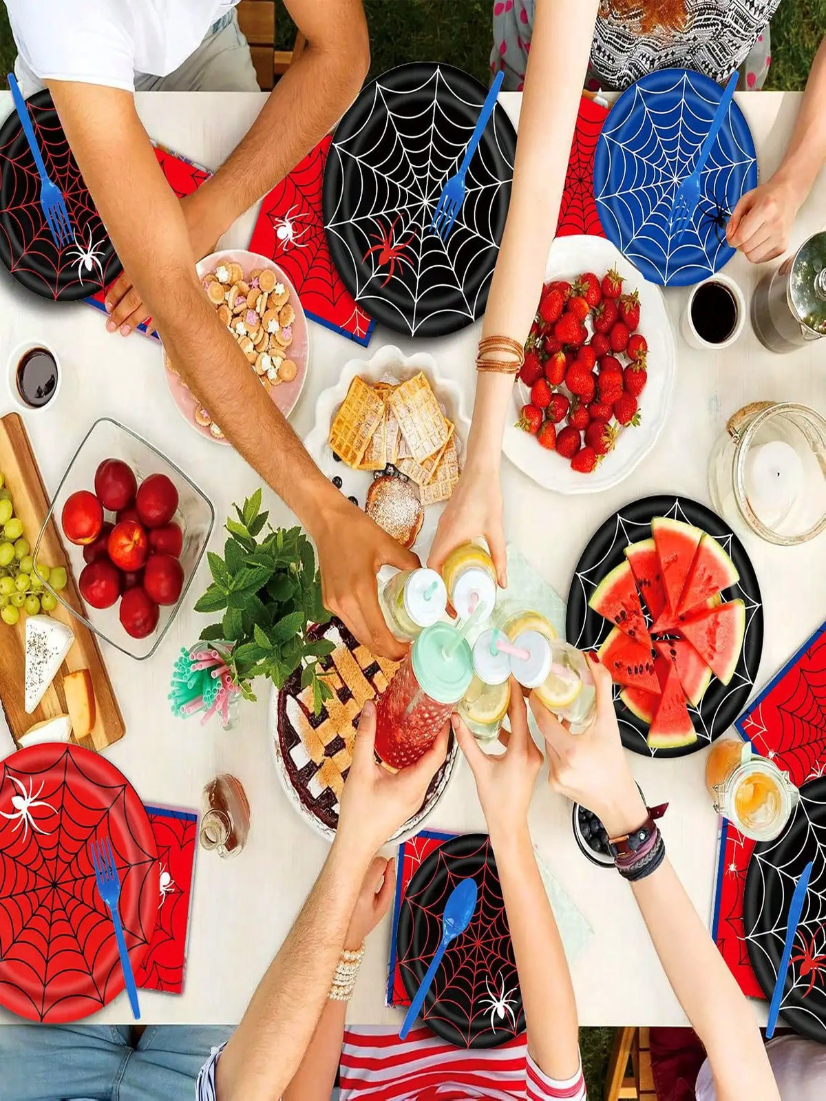Birthday Party Disposable Tableware Set Spider Web Theme Paper Plates