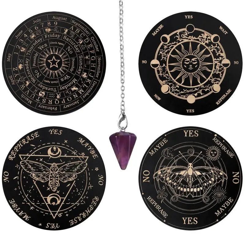 Wooden Pendulum Board Moon Star Divination Energy Healing Meditation Ouija