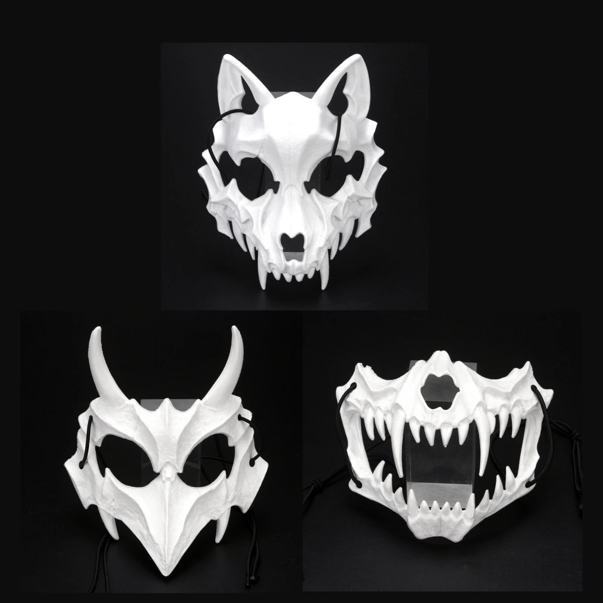 Halloween Mask Half-face Mask Cos Dragon God Fierce Tiger Night Fork Tengu