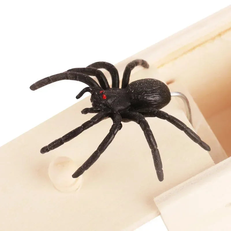 1PC New Trick Spider Funny Scare Box Wooden Hidden