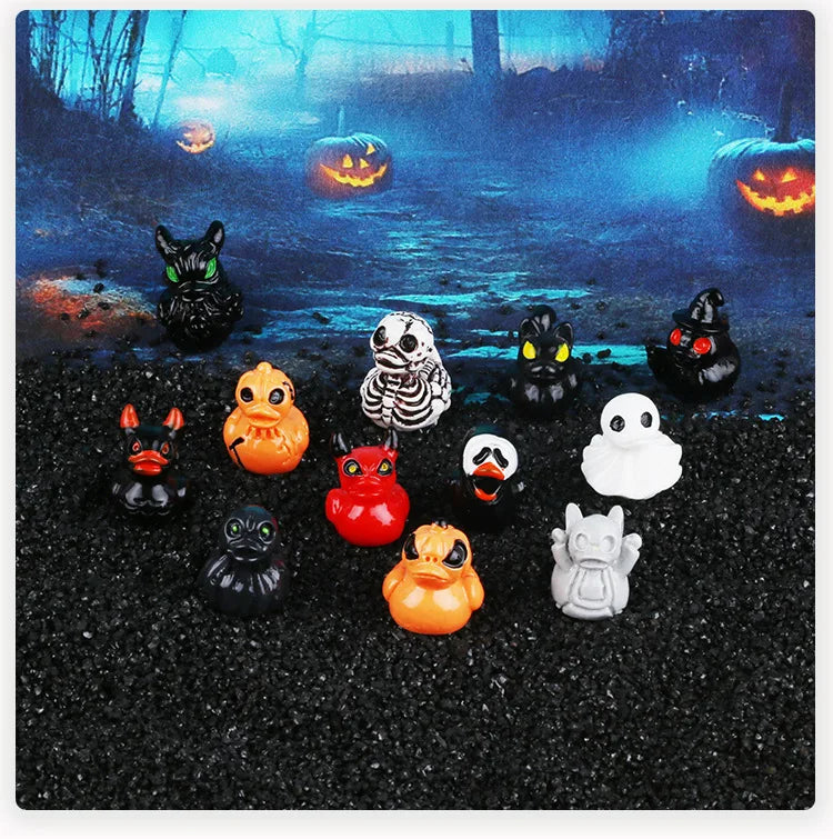 12Pcs Halloween Ducks Ghost Miniatures Set