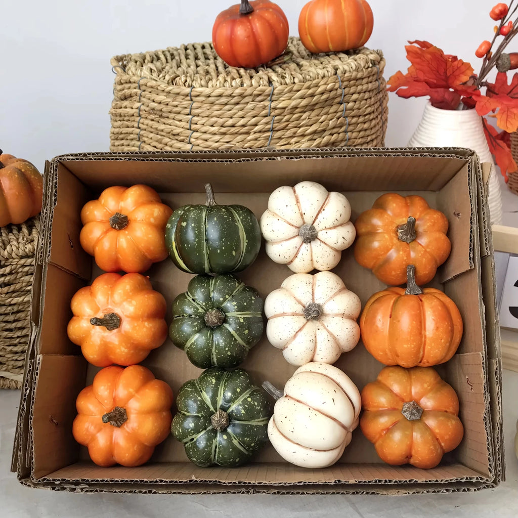 9pcs Autumn Simulation Pumpkin DIY Decoration Harvest Festival Halloween Party