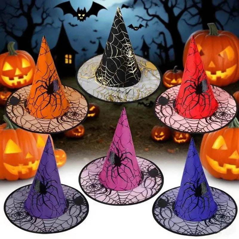 Witch Hat Halloween Decoration Supplies Children Adult Prom Party Dress Mesh