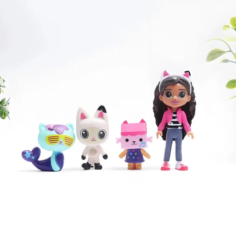 13pcs Gabby Dollhouse Anime Figure Toy Smiling Car Cat Hug Gaby Girl Dolls