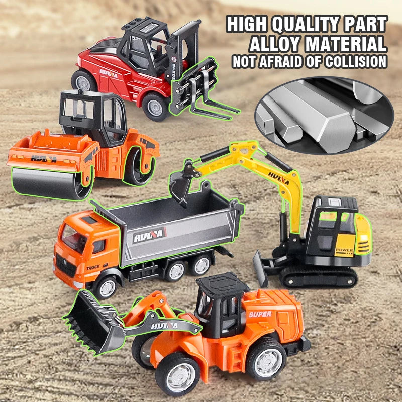 Huina 1:80 Alloy Engineering Car Model Excavator Dumper Dump Truck Loader