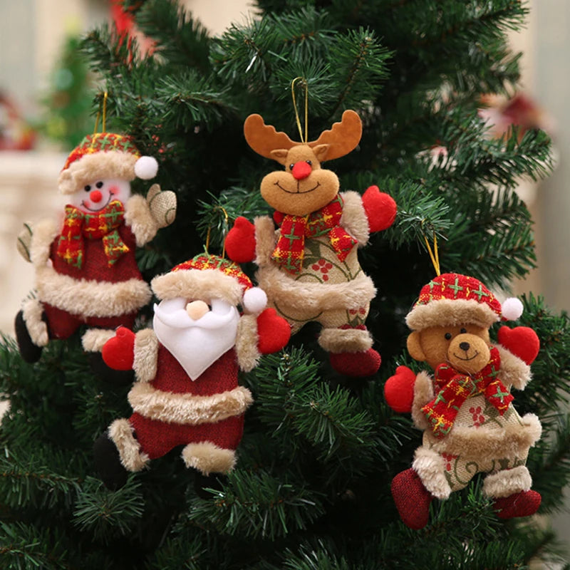 4pcs Merry Christmas Ornaments DIY Xmas Gift Santa Claus Snowman Tree Pendant