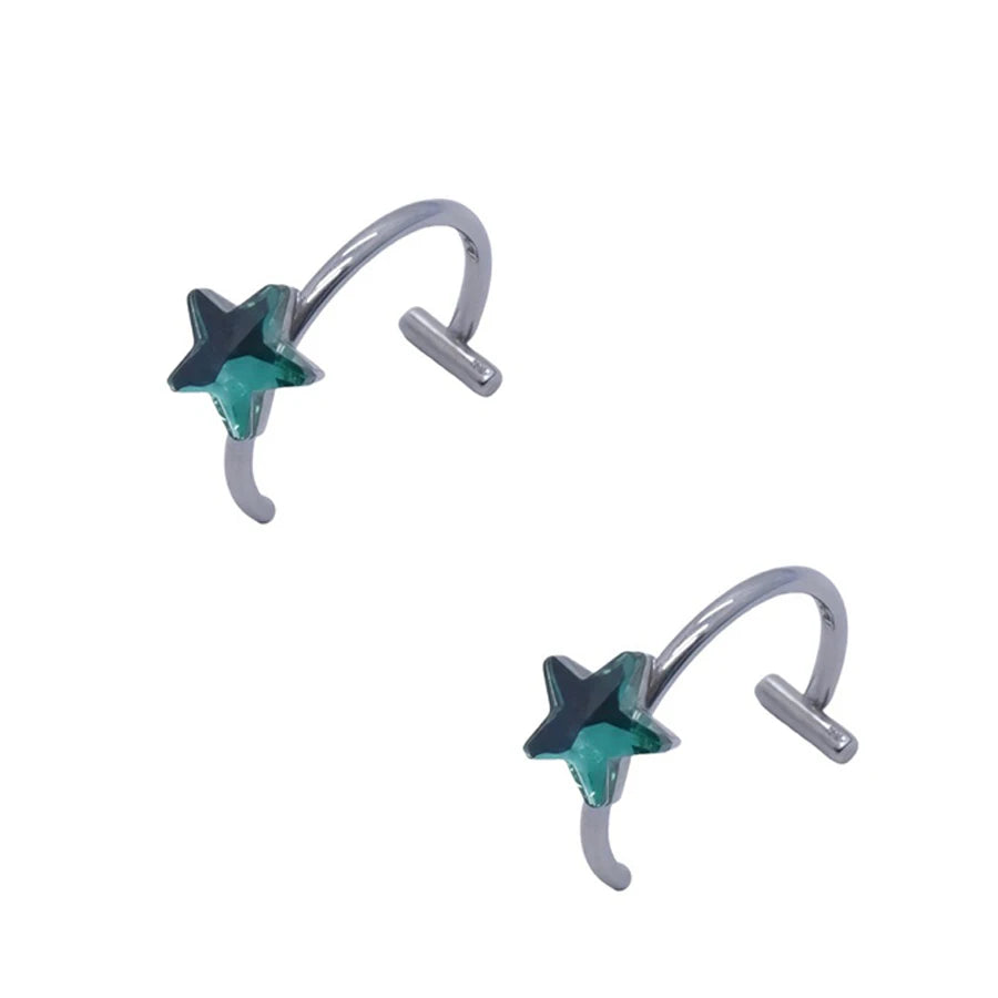 2PCS Trendy 10mm Stainless Steel Punk Clip on Fake Piercing Nose Wrap Lip