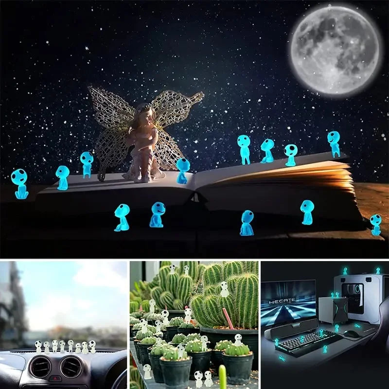 10Pcs Luminous Elf Glow Dark Resin Ornament Miniature Micro Landscape Garden