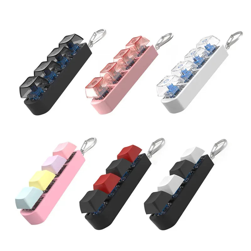 4-Key Finger Button Anti-Stress Toy Keychain