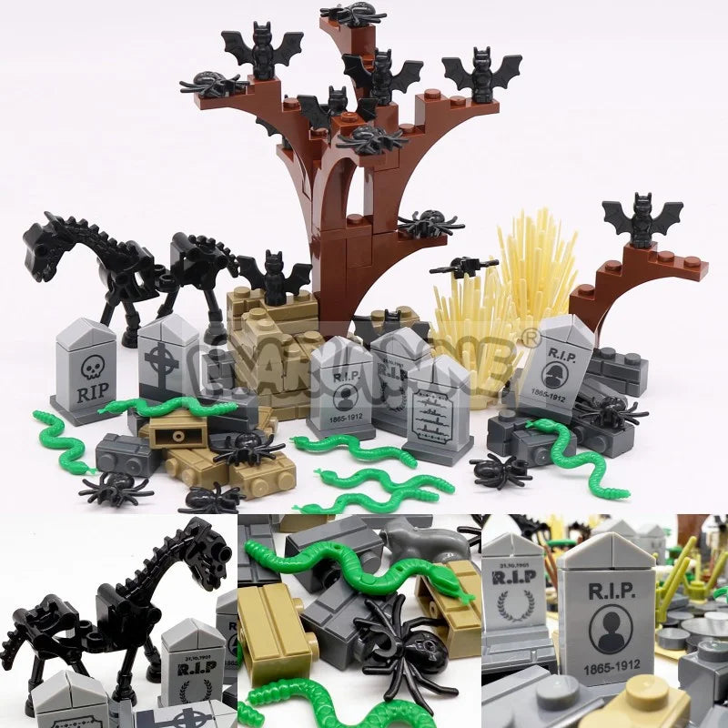 Halloween Building Blocks Set 99-265pcs Graveyard Grave Tombstone Construction