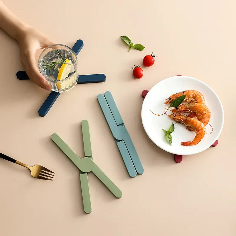 Silicone X Shaped Heat Resistant Pad Foldable Non-Slip Pot Pan Mat Table