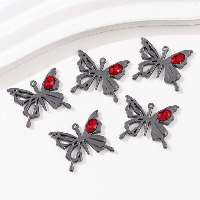 10pcs Dark Gothic Retro Black Butterfly Spider Cross