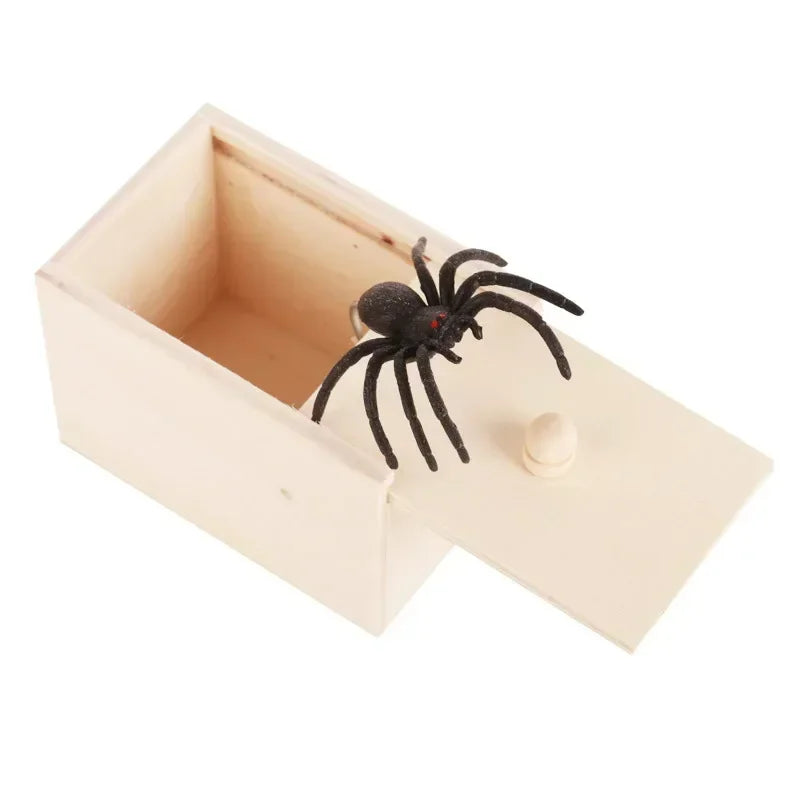 1PC New Trick Spider Funny Scare Box Wooden Hidden