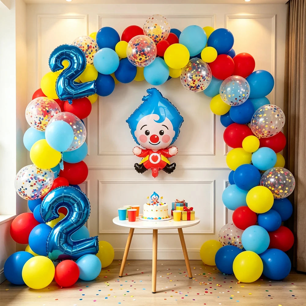 98pcs Set Cartoon Clown Arch Garland Kit Foil Number Balloons Latex Air Globos
