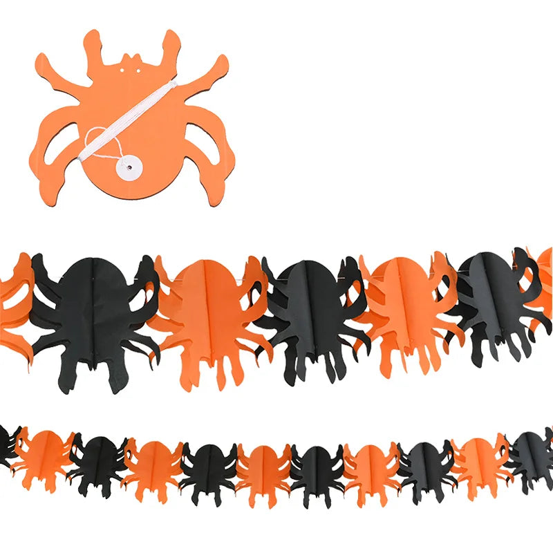 Halloween Flower Ghost Festival Scene Decoration Pull Flag Spider Bat Ghost