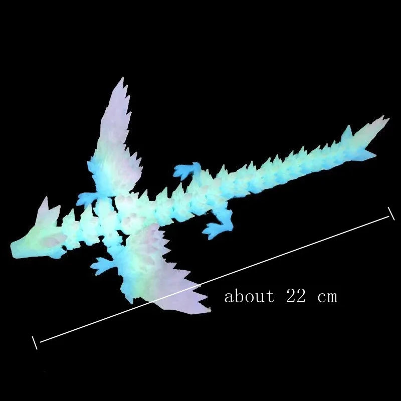 3D Printed Dragon Colorful Gem Dragon Figurines Movable Joint Rotatable