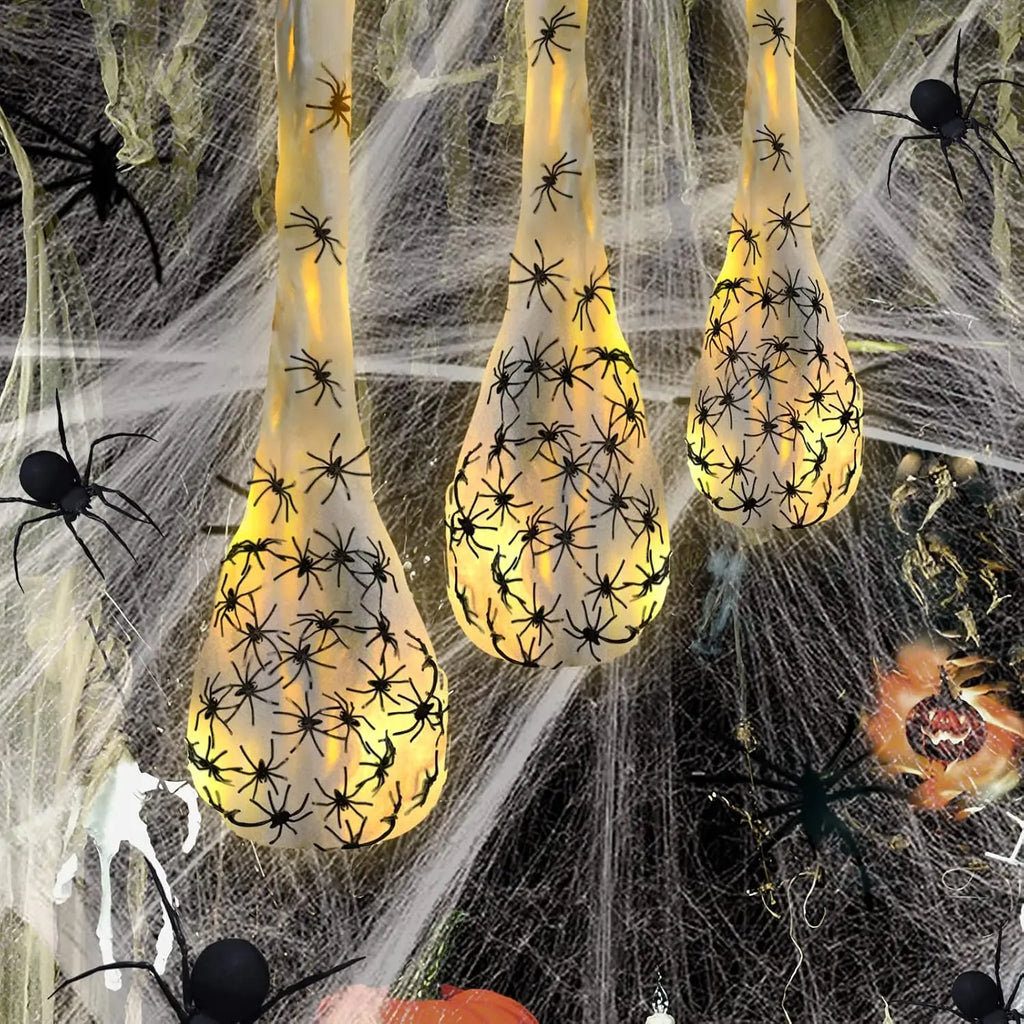 Halloween Glowing Spider Egg Hanging Light Web Prop